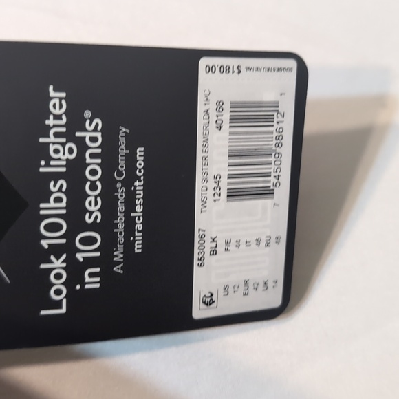 NWT black Miraclesuit Twisted Sister Esmerlda 1 piece swimsuit size 12 - Picture 4 of 8